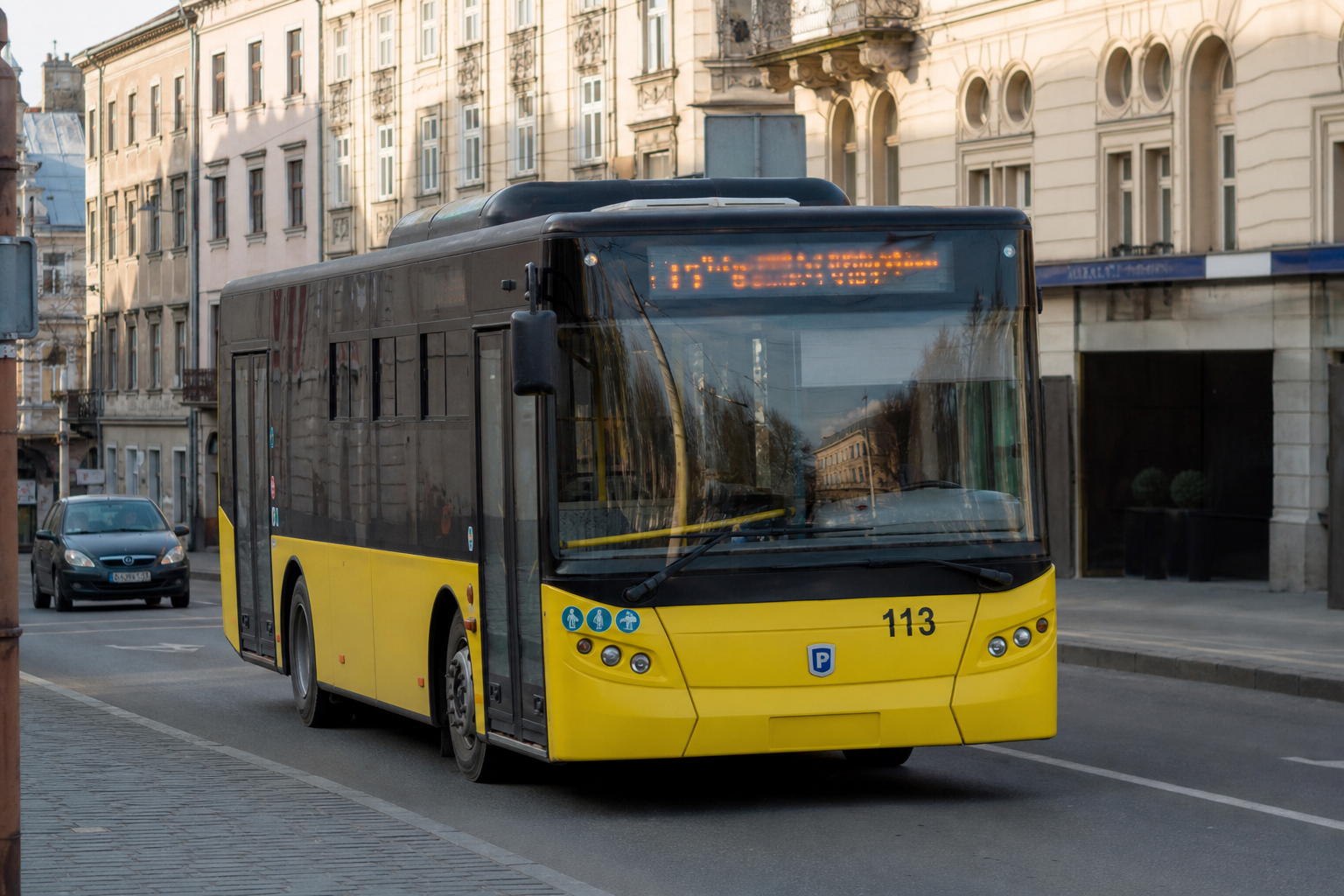 113 автобус (Приміський вокзал - с. Яструбків) на фоні Львів