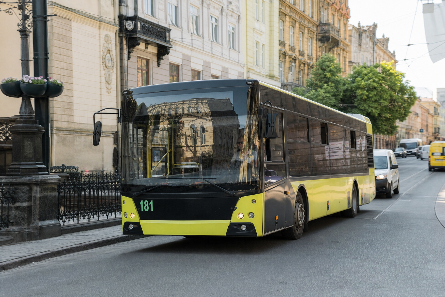 181 автобус (Автостанція №6 - м. Глиняни - с. Женів) на фоні Львів